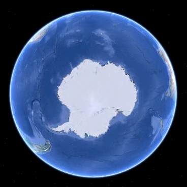 The Southern Ocean, the vast belt of water circling Antarctica, is a turbulent part of the ocean conveyor, where vast reservoirs of heat and carbon may rise to the surface, interacting with the atmosphere. The region, researchers say, plays a critical role in climate change. Image: Google Earth	 