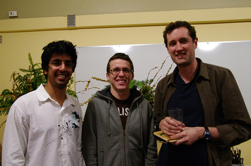 Paul O'Gorman (right) with graduate students Marty Singh (left) and Mike Byrnes (middle)