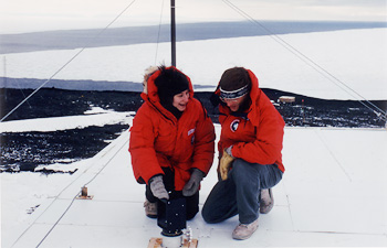 Susan Solomon and colleague take measurements in Antarctica. Image Courtesy of EAPS