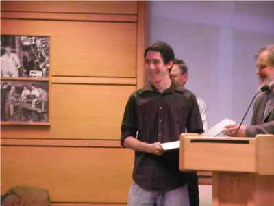 John (Vince) Agard receives the 2011 Crosby Award at the Student Recognition Dinner, May 13th.