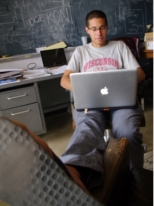 Dan Chavas as work in his office at MIT