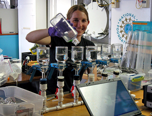 Popendorf in the lab, on board ship - Photo by Michal Koblížek, Czech Academy of Sciences